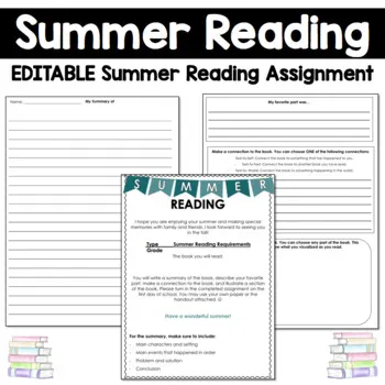 Printable summer reading assignment template