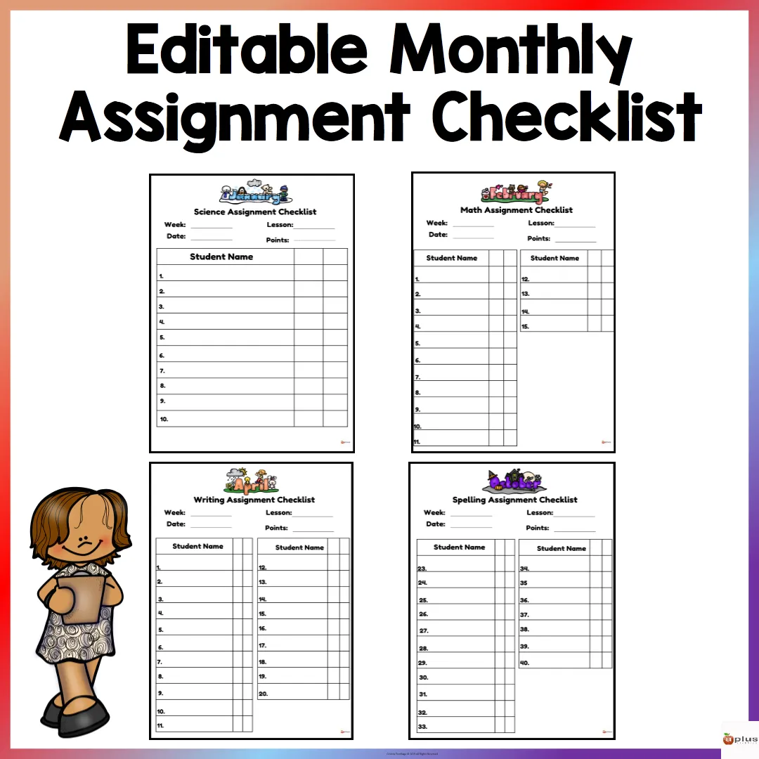teacher assignment checklist template