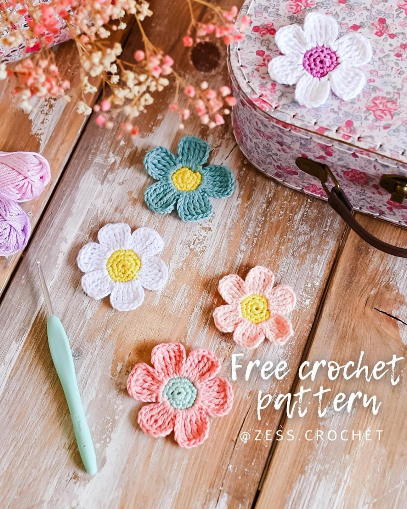 Crochet 6 Petal Flower Pattern Inspiration