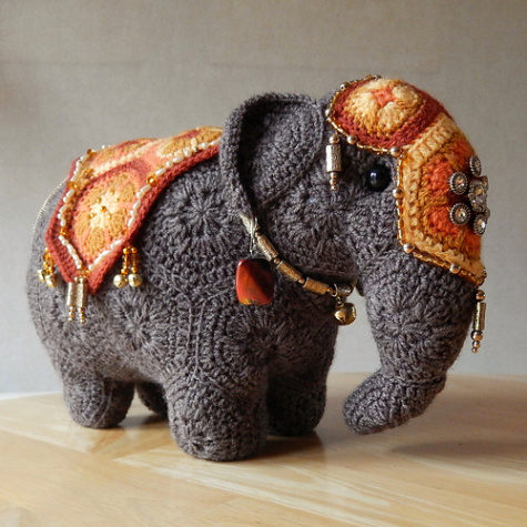 Elephant African Flower Crochet Pattern Sample