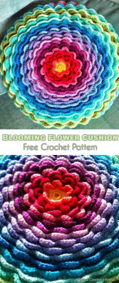 Free Blooming Flower Cushion Crochet Pattern Ideas Image