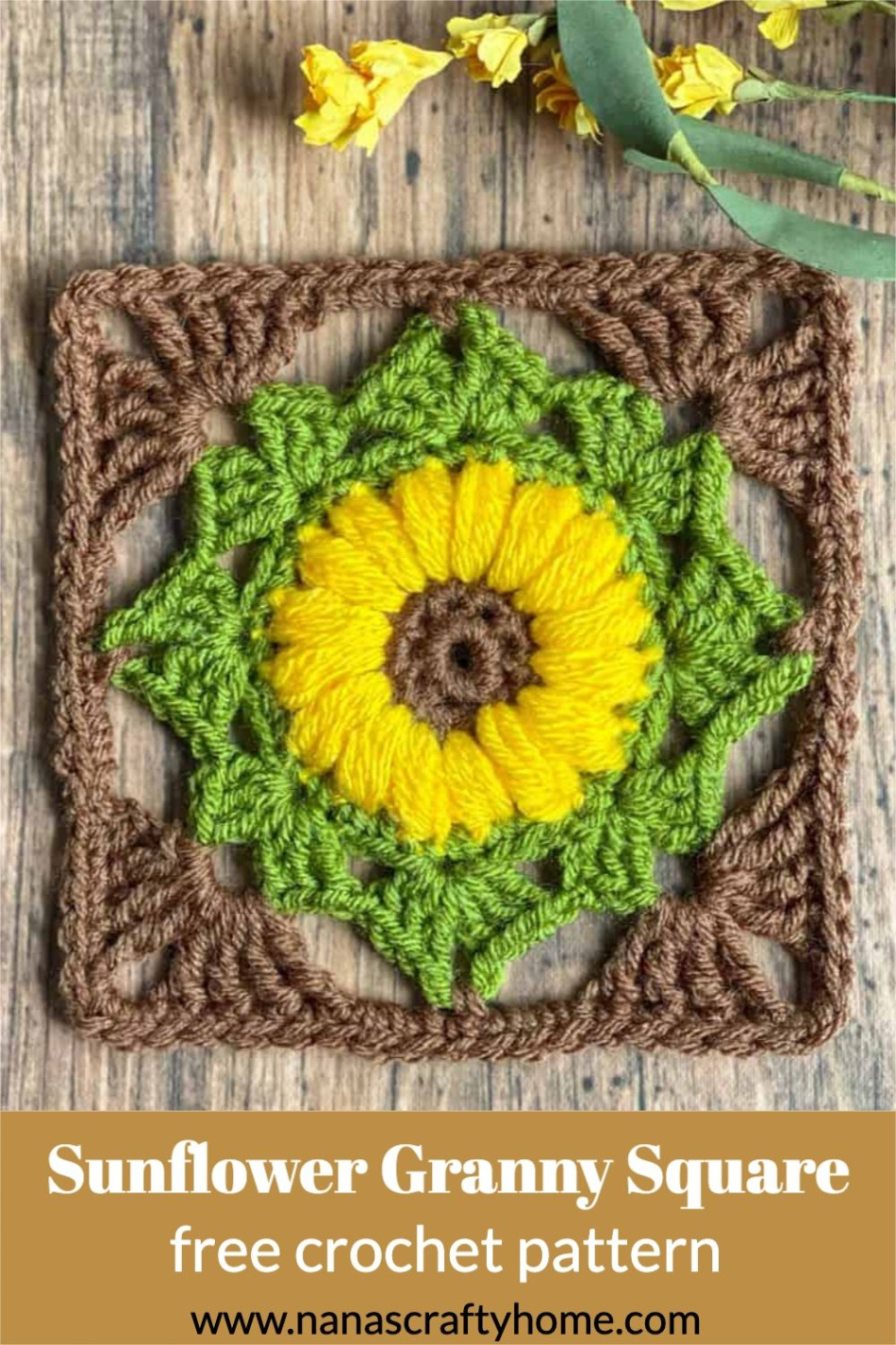 free sunflower granny square blanket pattern example picture