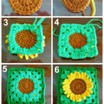 free sunflower granny square blanket pattern example picture