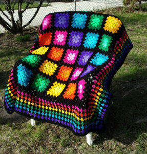 rainbow granny square blanket pattern sample picture