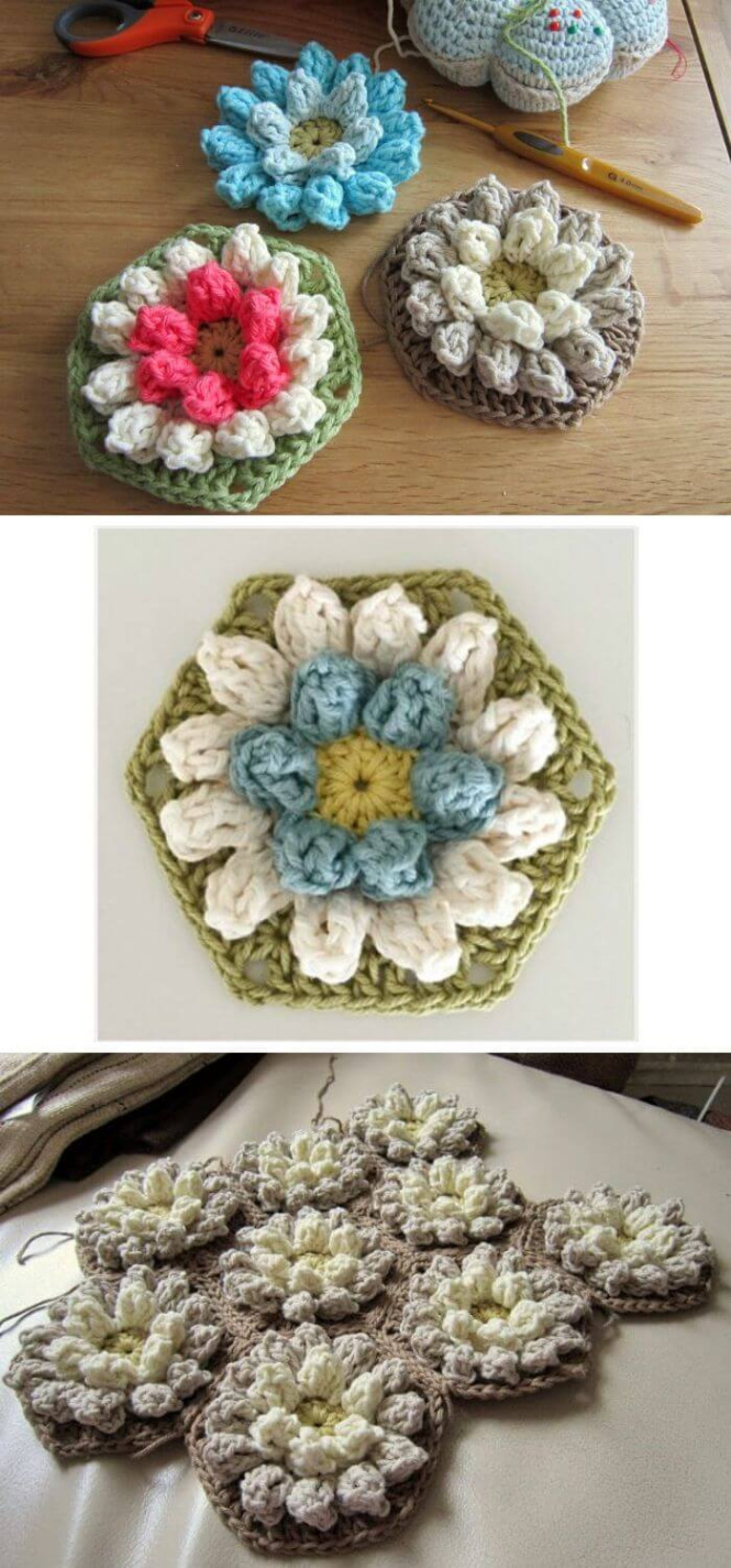 Star Flower Hexagon Crochet Pattern Example Image