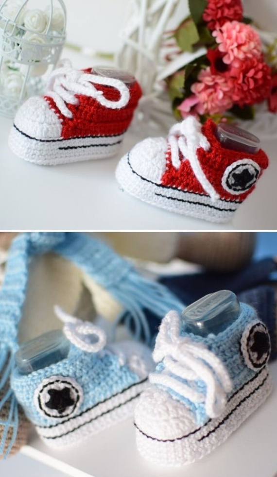 Free Newborn Converse Booties Crochet Pattern Ideas Picture