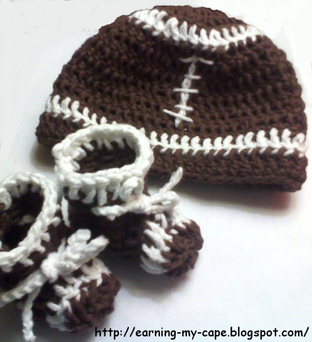 Free Newborn Football Hat Crochet Pattern Sample Image