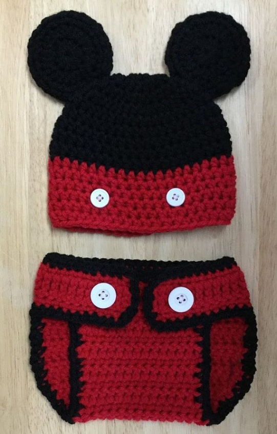 Free Newborn Mickey Mouse Crochet Outfit Pattern Ideas Image