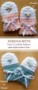 Free Newborn Scratch Mittens Crochet Pattern Example Picture