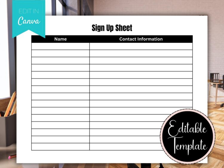 3 Column Sign Up Sheet Template