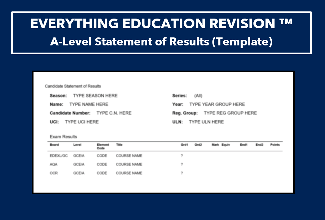 A level results sheet template