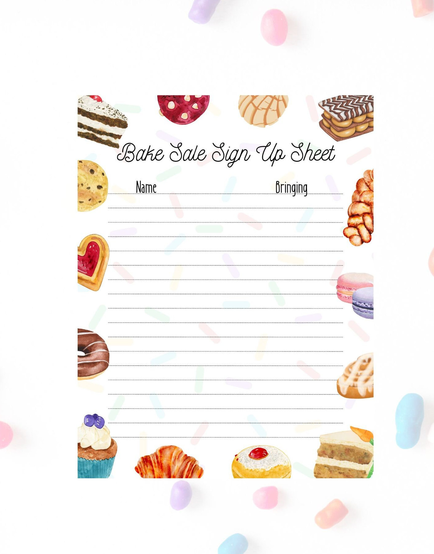 Bake Sale Sign Up Sheet Template Bake Sale Sign Up Sheet Template