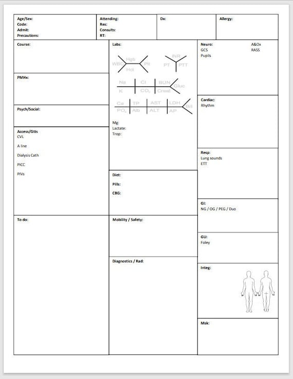 Critical Care ICU Report Sheet Template Critical Care ICU Report Sheet Template