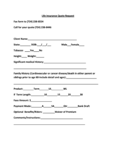 life-insurance-quote-sheet-template