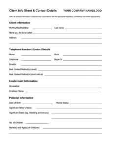 new-customer-information-sheet-template