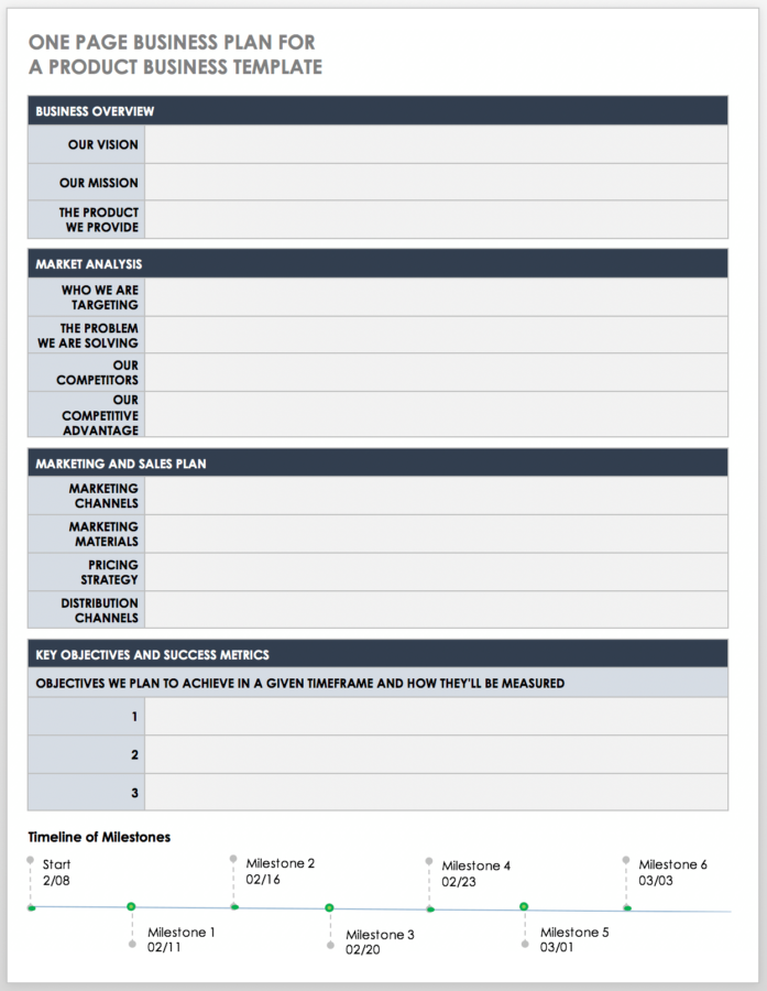 One Sheet Business Plan Template