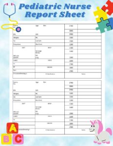 pediatric-nursing-report-sheet-template