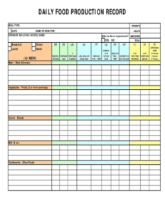 Printable Food Production Sheet Template printable-food-production-sheet-template