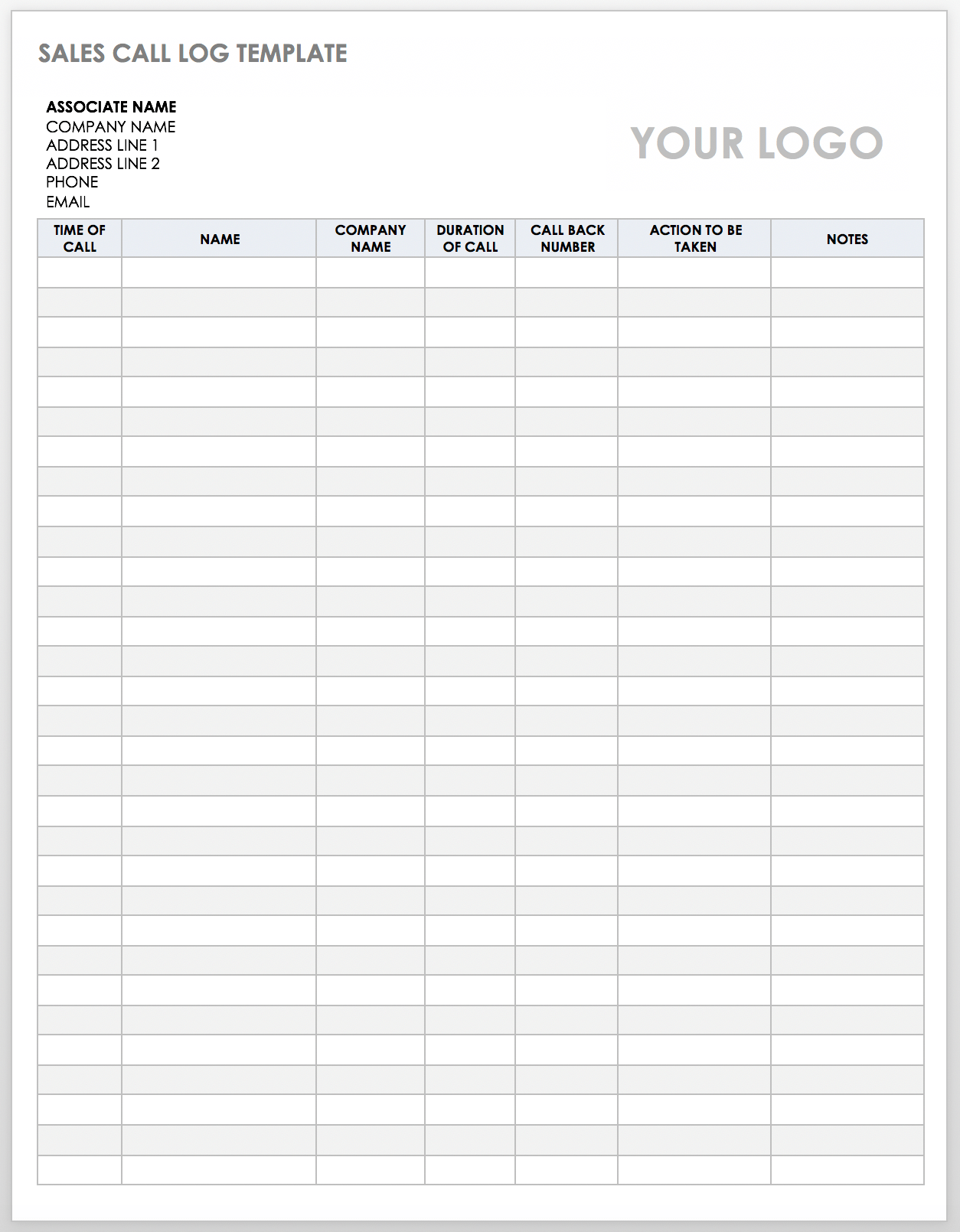 Sales Rep Call Sheet Template Sales Rep Call Sheet Template