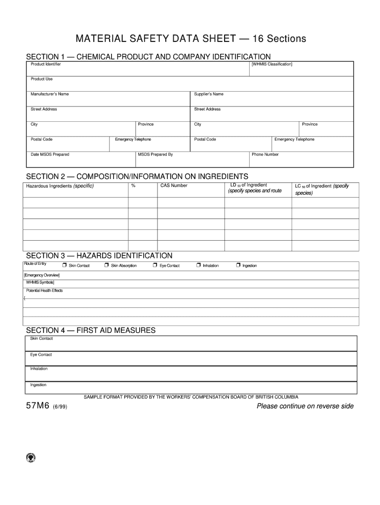 SDS Safety Data Sheet Template