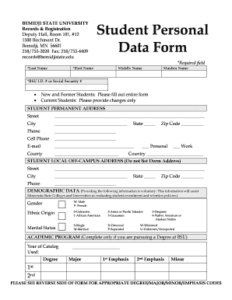student-personal-data-sheet-template