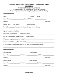 youth-group-information-sheet-template