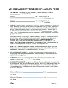 car-accident-waiver-template