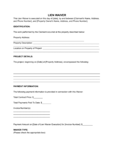 Free Basic Waiver Of Lien Template free-basic-waiver-of-lien-template