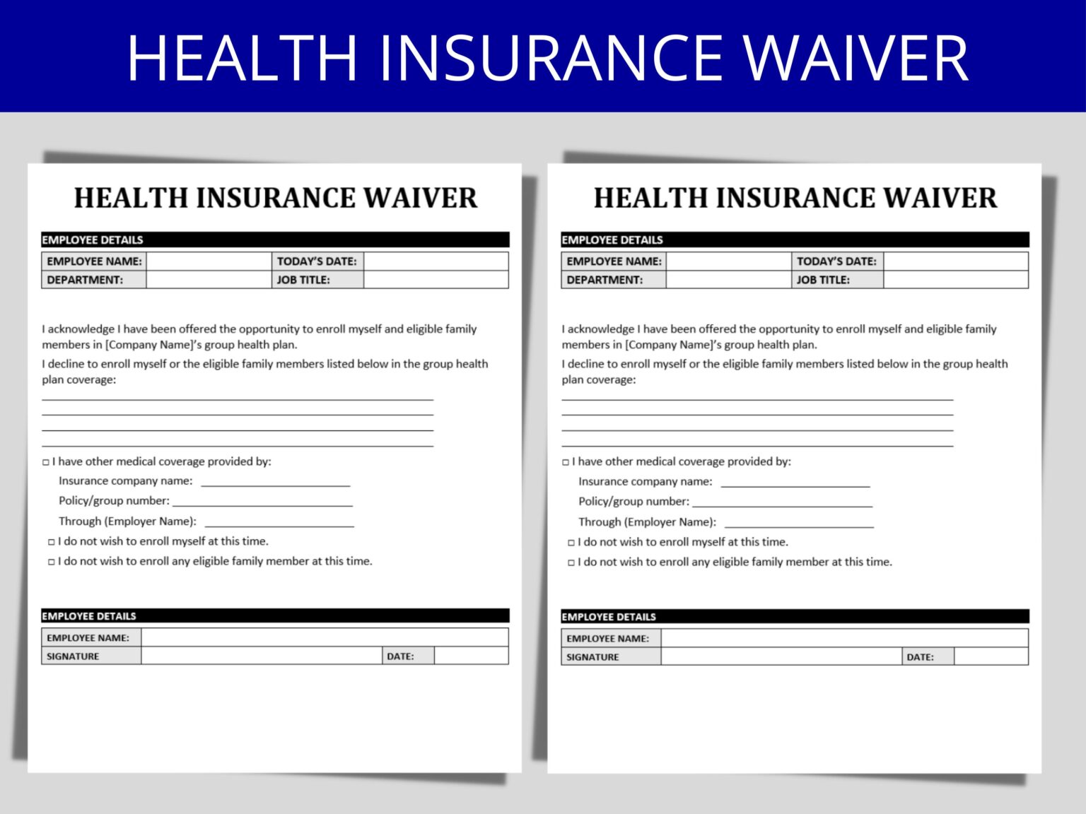 Health Insurance Waiver Form Template