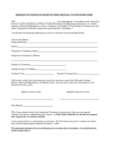 right-of-first-refusal-waiver-condo-template