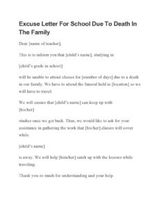 Blank Student Excuse Letter Template Excel Sample