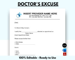 Custom Dental Office Work Excuse Template Doc Sample