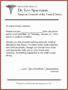 Custom Mental Health Work Excuse Letter Template Pdf
