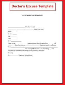 Custom Mental Health Work Excuse Letter Template Pdf