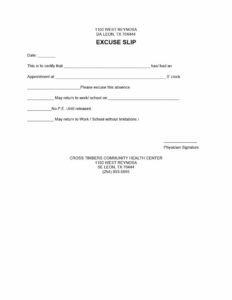 Editable Dental School Excuse Template  Sample