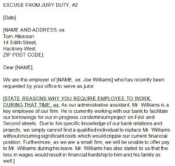 Editable Employer Jury Duty Excuse Letter Template Excel Sample