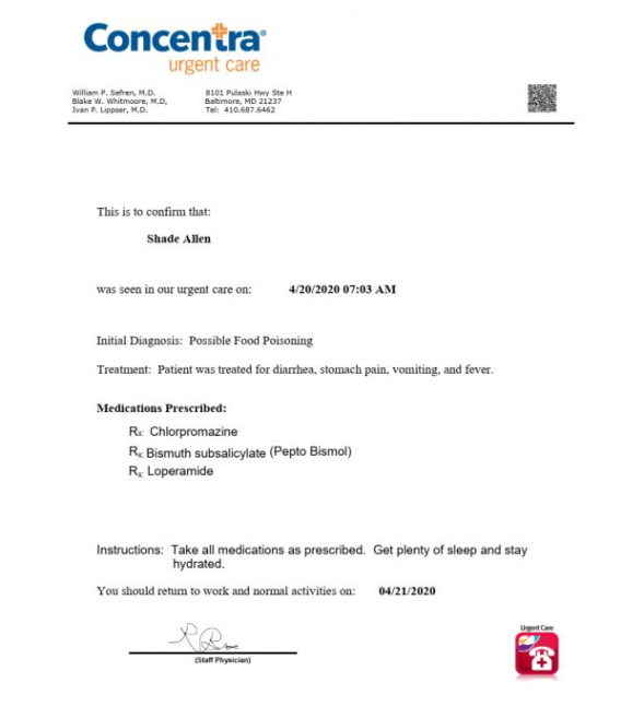 Editable Urgent Care Work Excuse Template Doc Sample