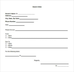 Editable Vet Excuse Note Template Doc Sample