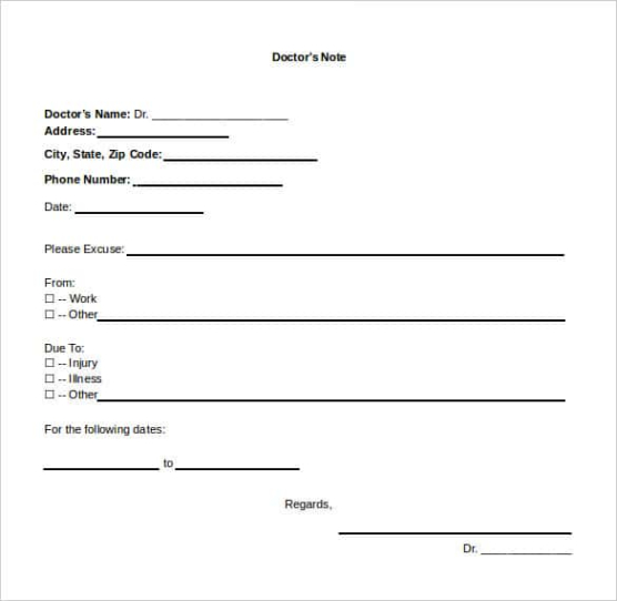 Editable Vet Excuse Note Template Doc Sample
