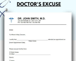 Free Blank Doctor Office School Excuse Template Excel Sample