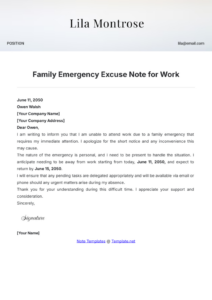 Free Blank Therapist Excuse Note For Work Template  Sample