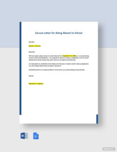 Free  College Visit Excuse Letter Template Excel Sample