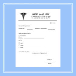 Free Custom Eye Doctor Excuse Note Template Excel