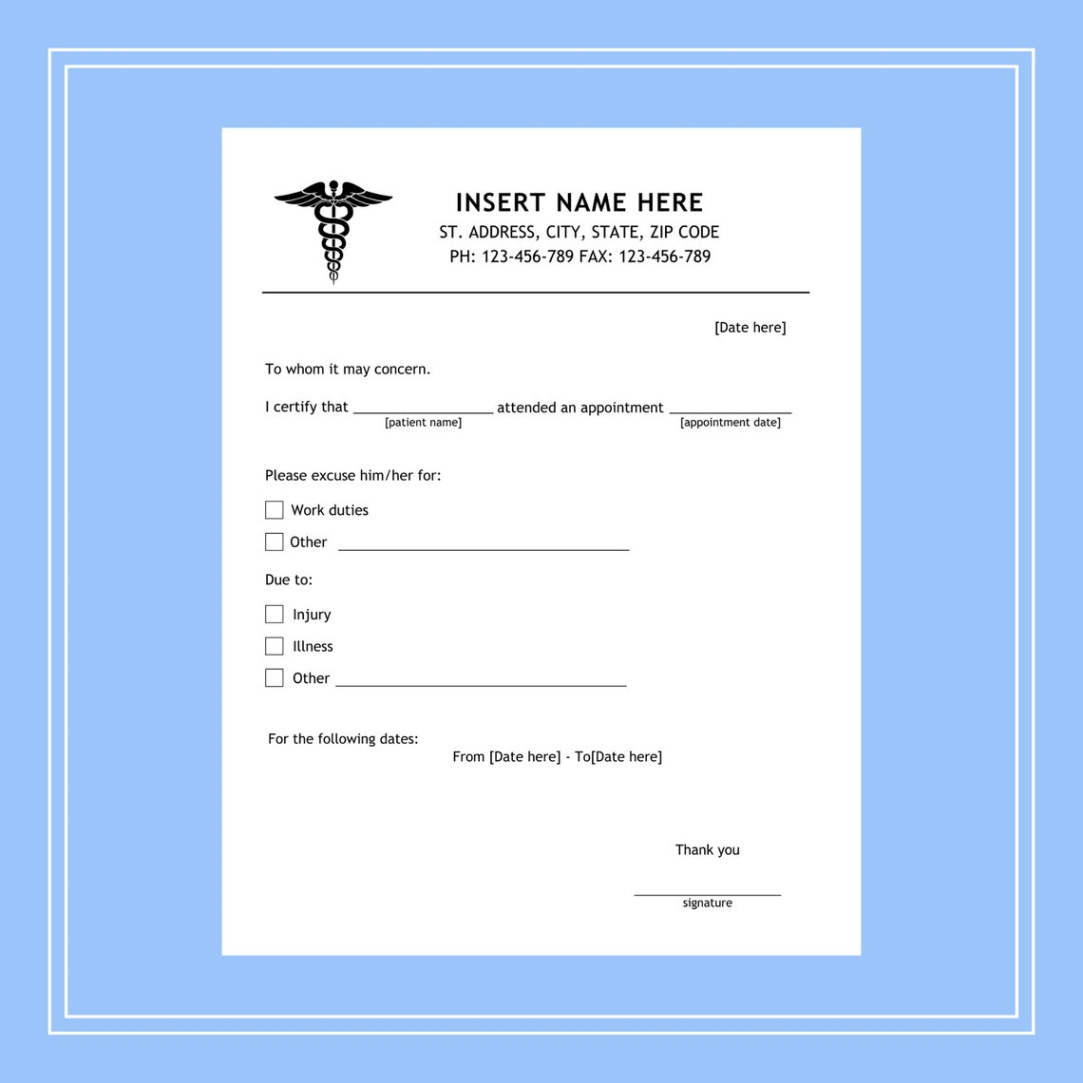 Free Custom Eye Doctor Excuse Note Template Excel