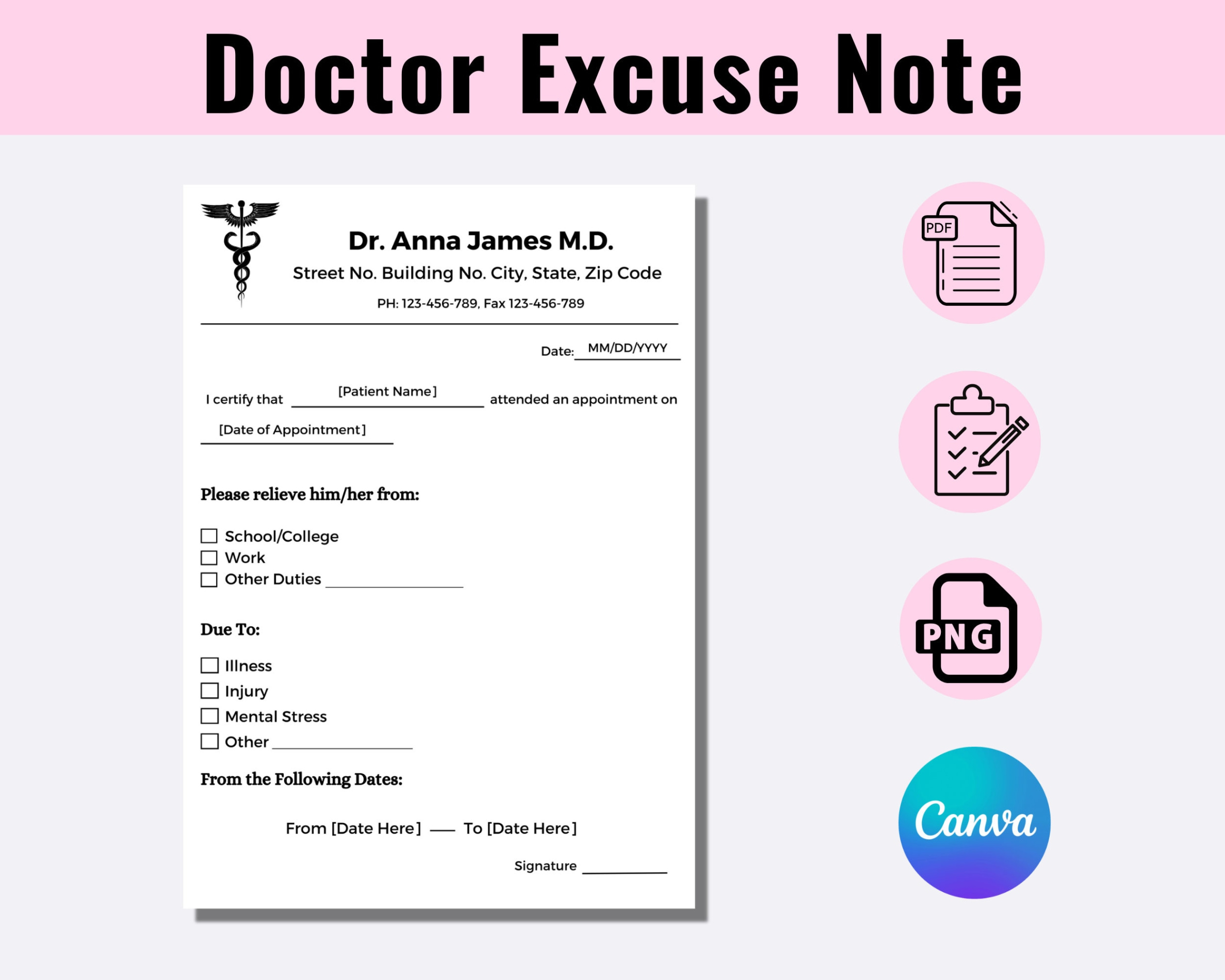 Free Custom Ob Gyn Doctors Excuse Template Pdf