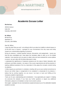 Free Custom Student Excuse Letter Template Excel