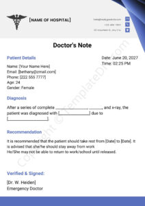 Free  Doctor Office School Excuse Template Word Sample