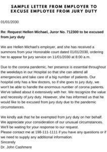 Free  Employer Jury Duty Excuse Letter Template Excel