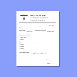 Free Printable Dental Office Work Excuse Template Word Sample