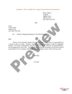 Free Printable Employer Jury Duty Excuse Letter Template Doc Sample